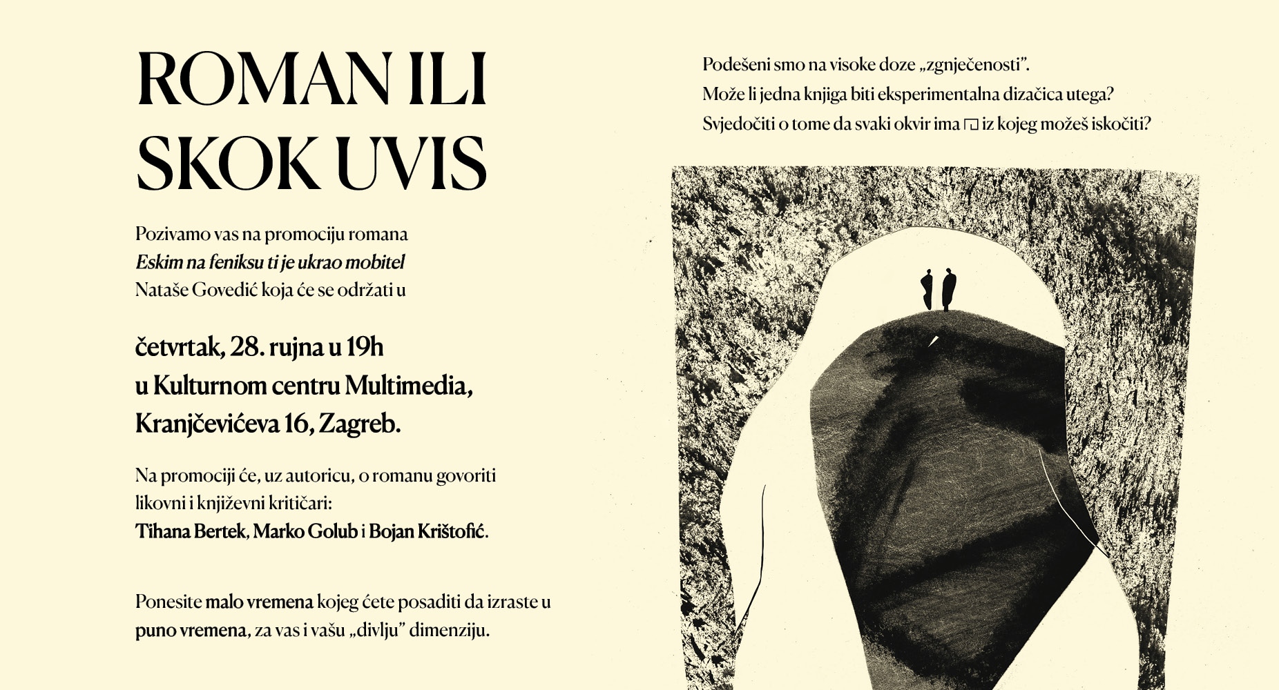 Read more about the article Predstavljanje romana Eskim na feniksu ti je ukrao mobitel Nataše Govedić